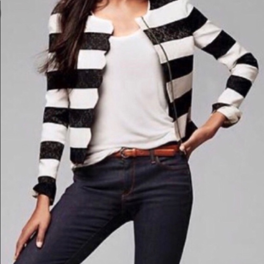 Banana Republic Sz 14 Scallop Front Stripe Jacket